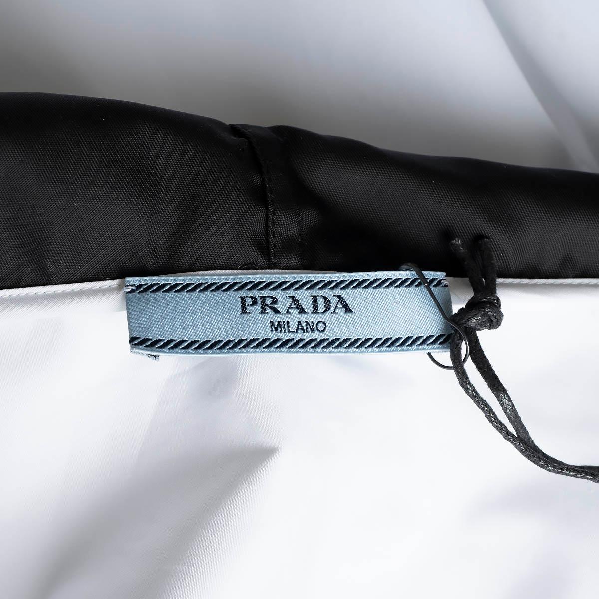 PRADA white & black cotton 2022 HOODED Button-Up Shirt 38 XS For Sale 3