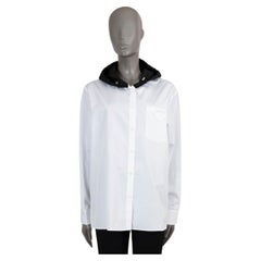 PRADA white & black cotton 2022 HOODED Button-Up Shirt 38 XS