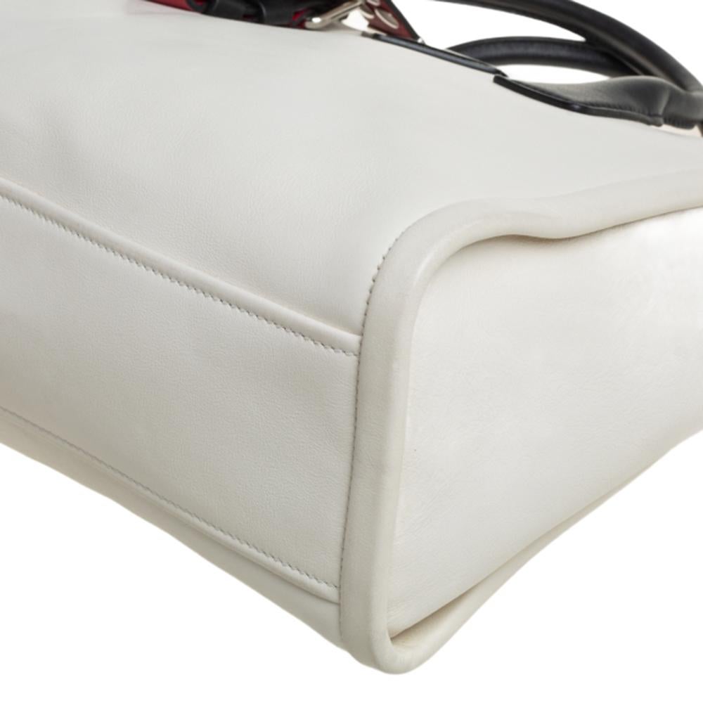 Prada White/Black Grace Lux Leather Concept Tote 4