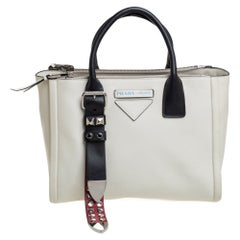 Prada White/Black Grace Lux Leather Concept Tote