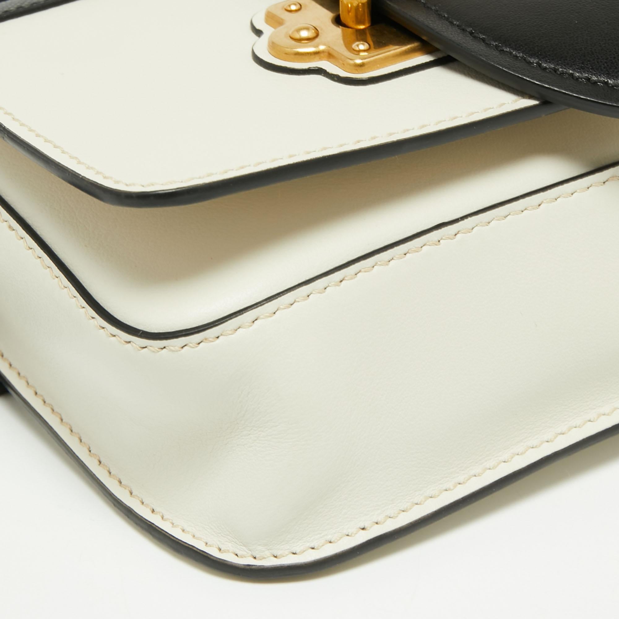 Women's Prada White/Black Leather Cahier Belt Bag