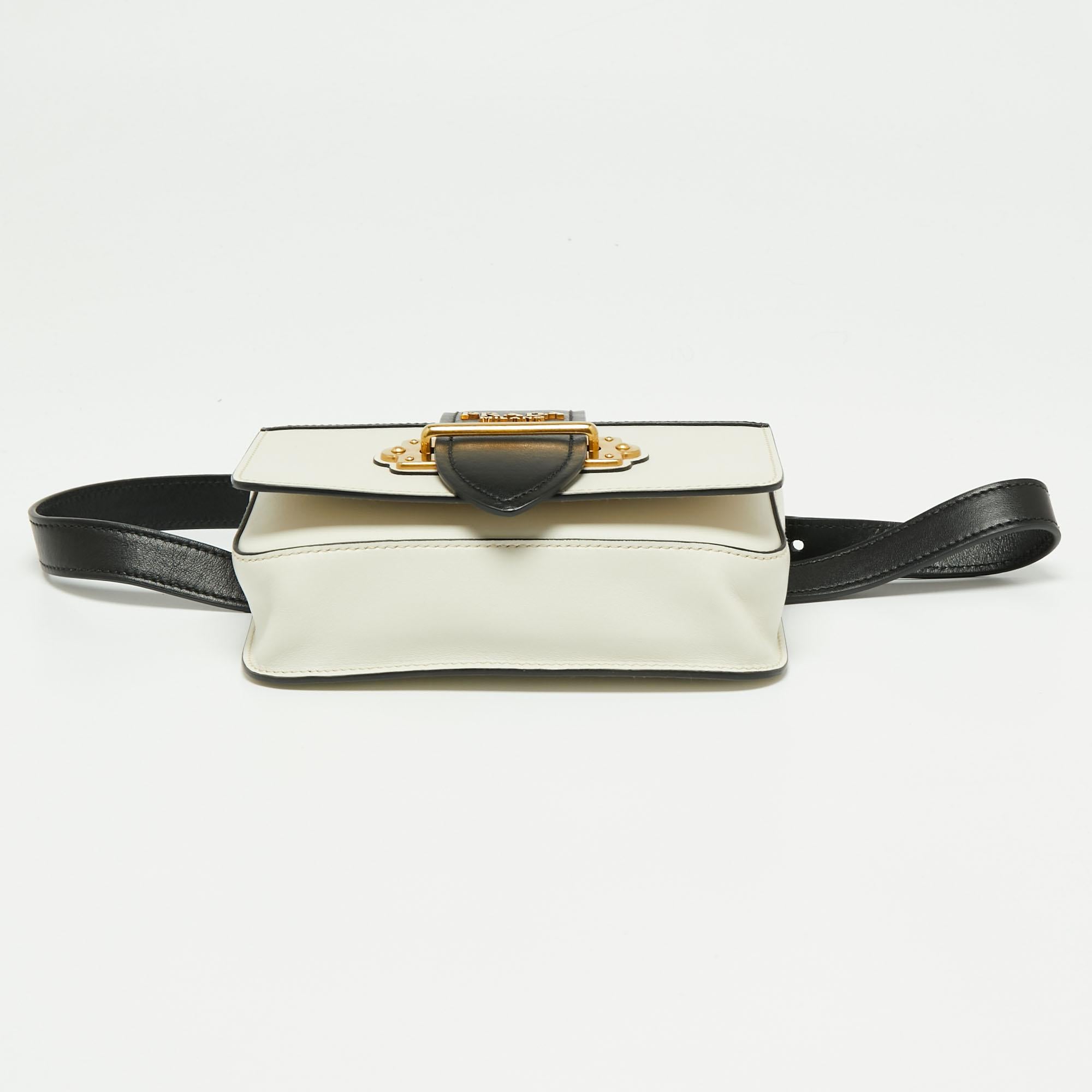 Prada White/Black Leather Cahier Belt Bag 1