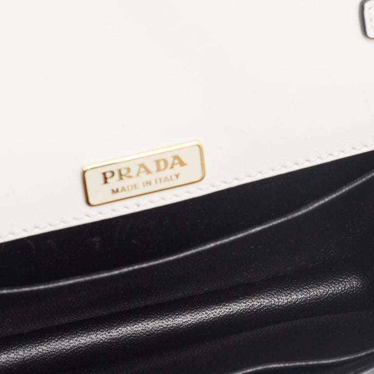 Prada White/Black Leather Cahier Shoulder Bag 4