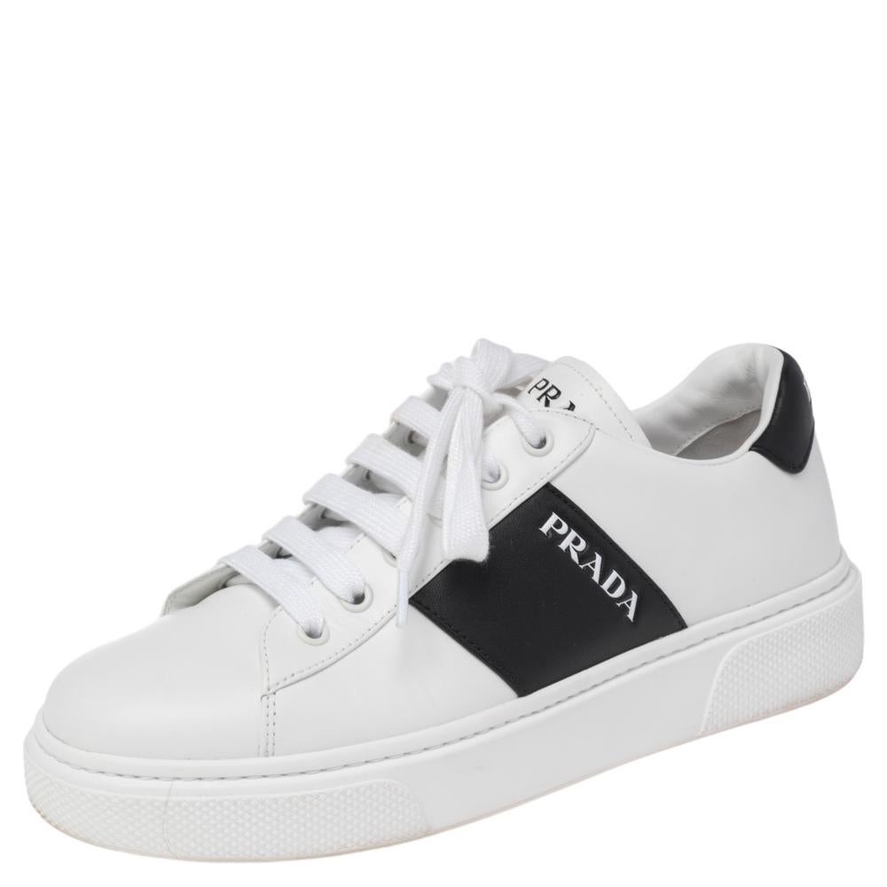 Prada white womens sneakers store