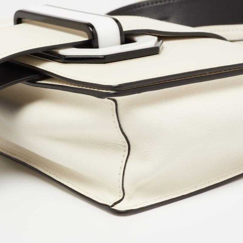 Prada White/Black Leather Plex Ribbon Flap Shoulder Bag 5