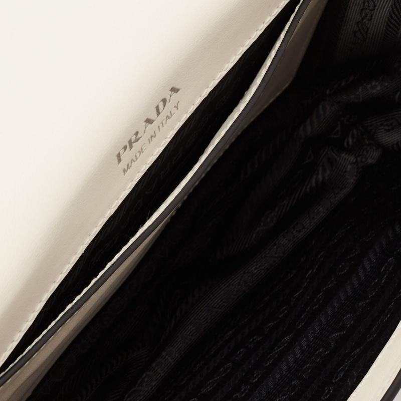 Prada White/Black Leather Plex Ribbon Flap Shoulder Bag 6