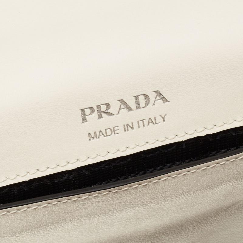 Prada White/Black Leather Plex Ribbon Flap Shoulder Bag 1