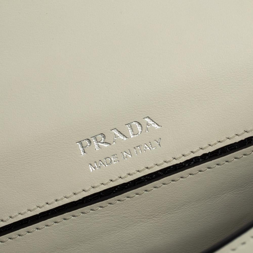 Prada White/Black Leather Plex Ribbon Shoulder Bag 4