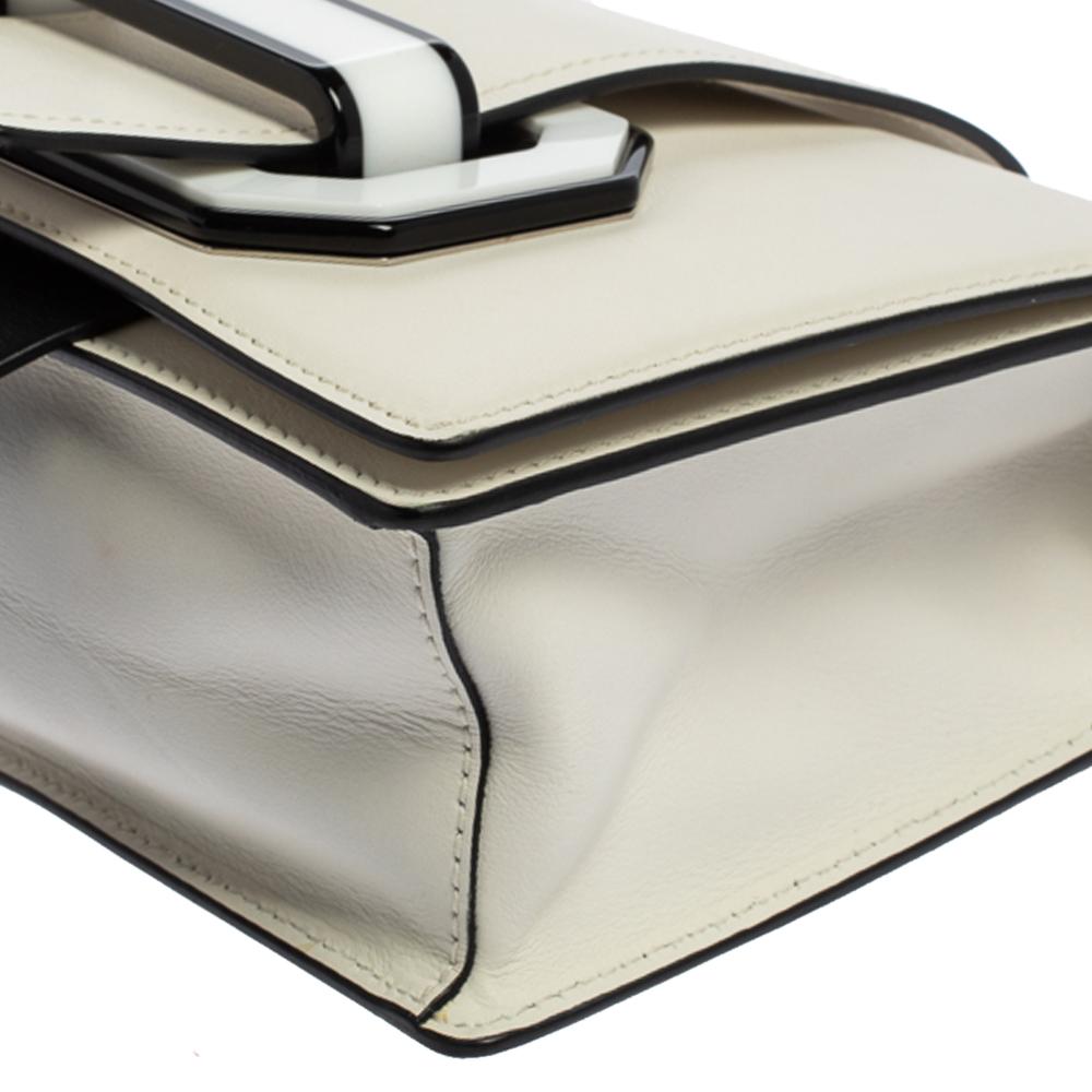 Prada White/Black Leather Plex Ribbon Shoulder Bag 5