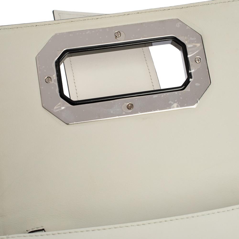 Prada White/Black Leather Plex Ribbon Shoulder Bag 6