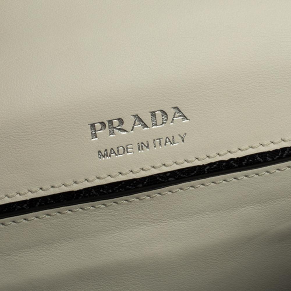 Prada White/Black Leather Plex Ribbon Shoulder Bag 12