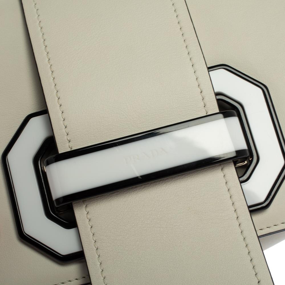 Prada White/Black Leather Plex Ribbon Shoulder Bag 1