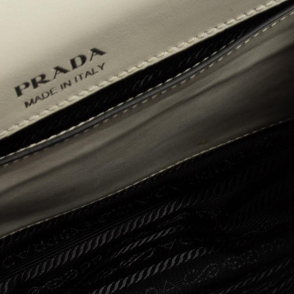 Prada White/Black Leather Plex Ribbon Shoulder Bag 3