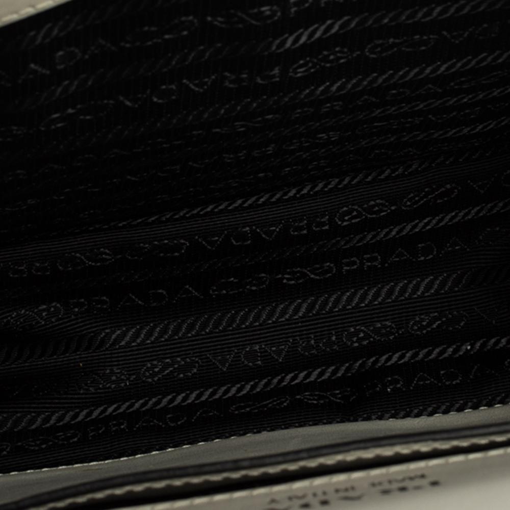 Prada White/Black Leather Plex Ribbon Shoulder Bag 3