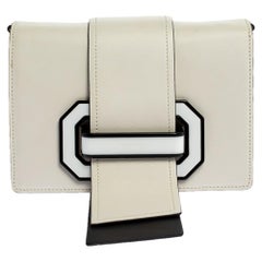 Prada White/Black Leather Plex Ribbon Shoulder Bag