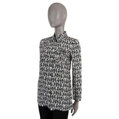 PRADA white & black silk 2018 BANANA Button-Up Shirt 38 XS