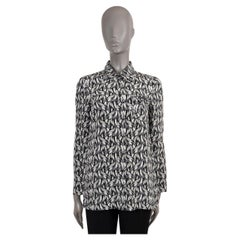 PRADA white & black silk 2018 BANANA Button-Up Shirt 38 XS