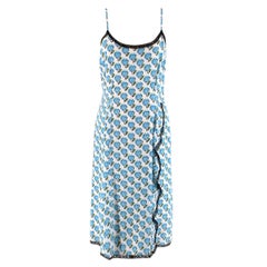  Prada White & Blue Hearts Print Lace Trim Cami Dress - Us size 8