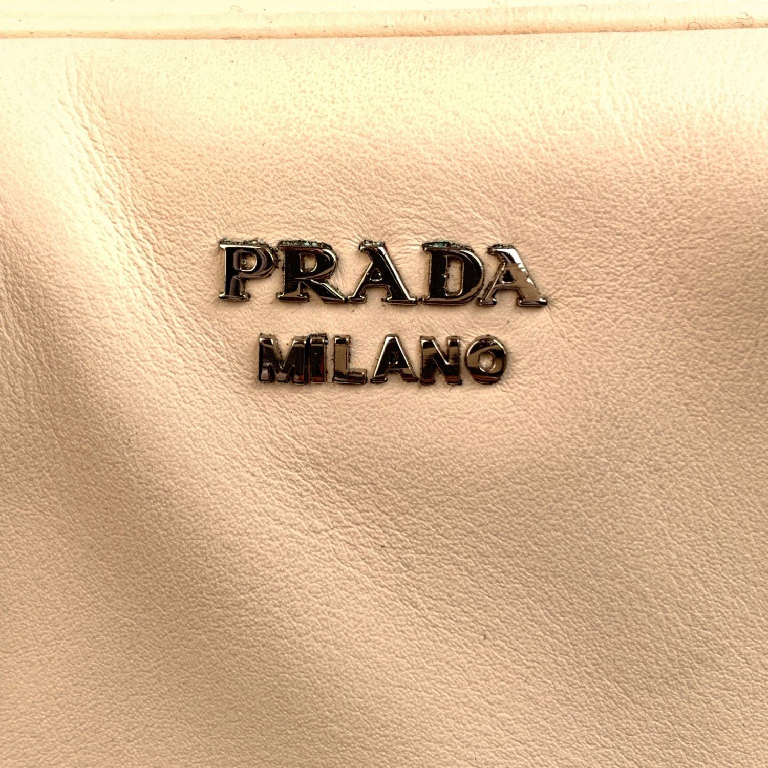 Prada White Blue Soft Leather Inside Bag Satchel with Strap 1BB009 In Excellent Condition In Rome, Rome