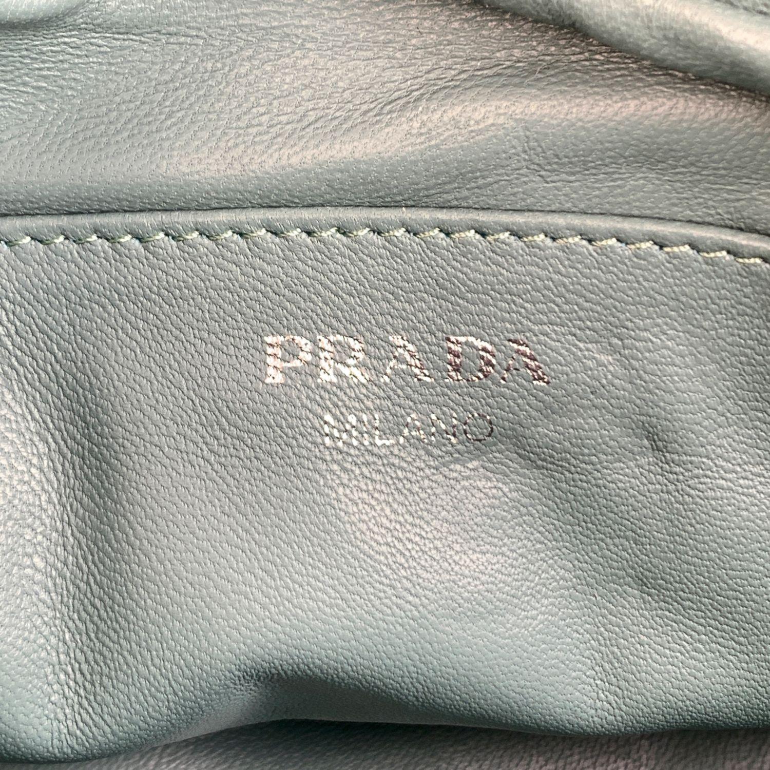 Prada White Blue Soft Leather Inside Bag Satchel with Strap 1BB009 2