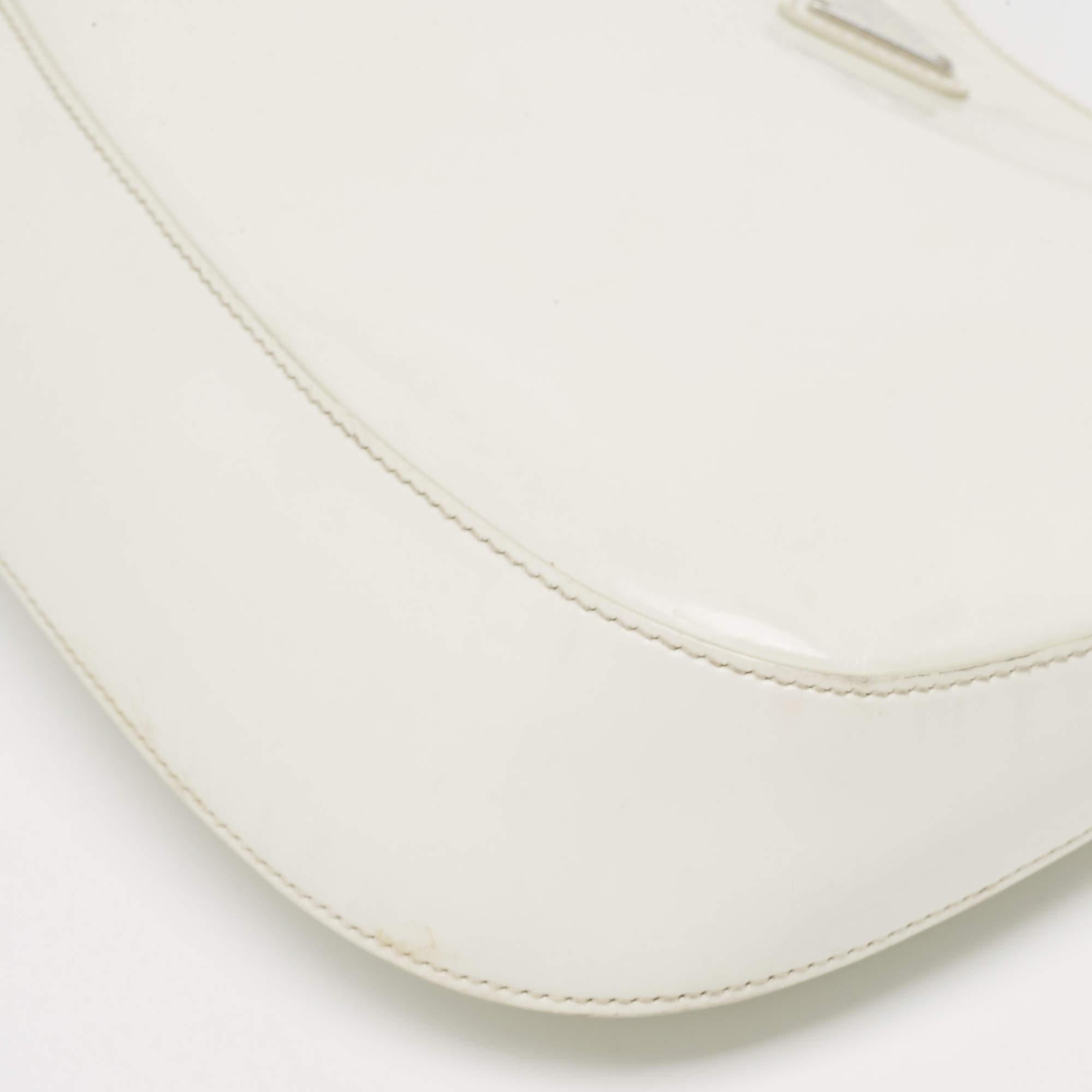 Prada White Brushed Leather Cleo Shoulder Bag 6