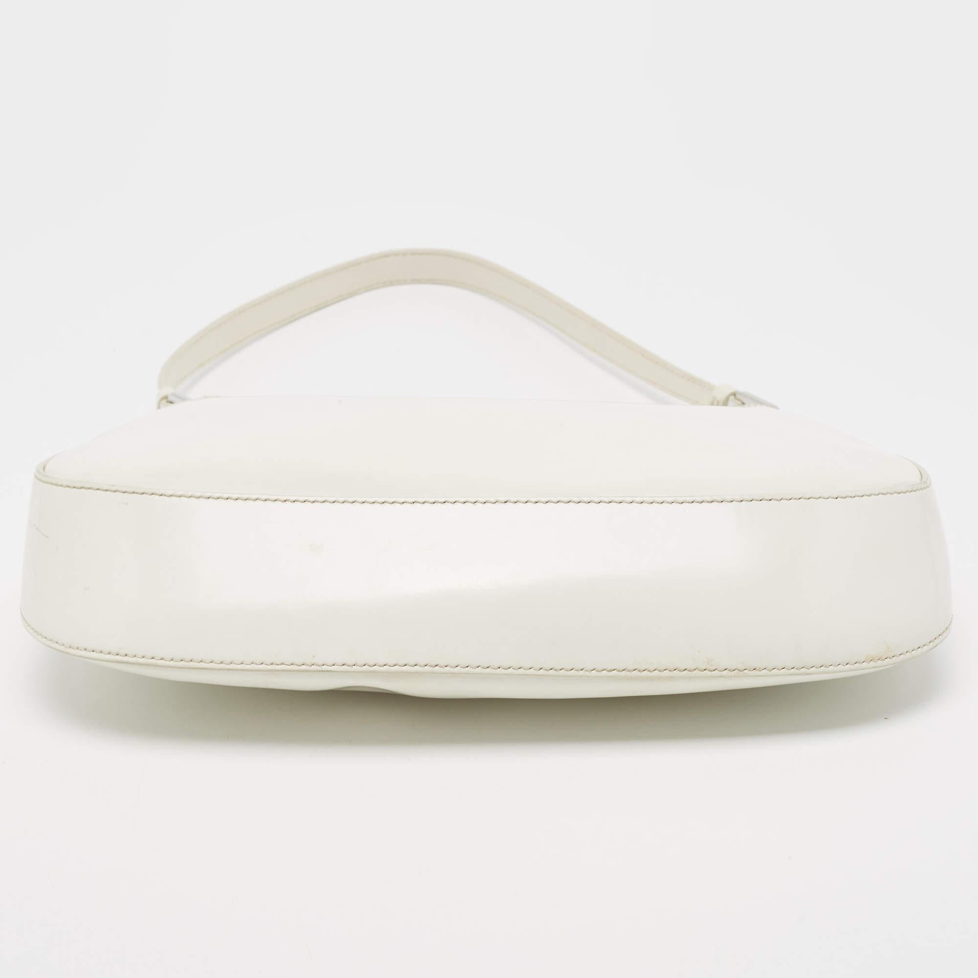 Prada White Brushed Leather Cleo Shoulder Bag 2