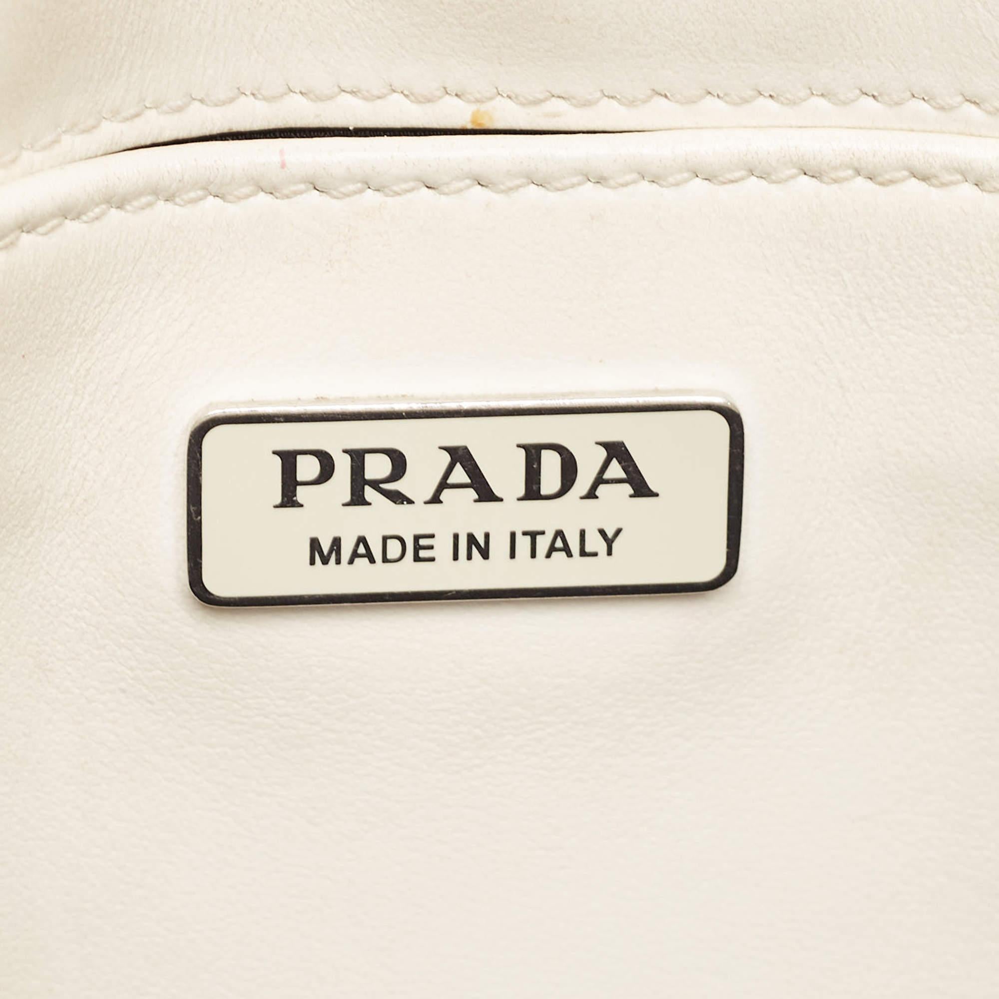 Prada White Brushed Leather Cleo Shoulder Bag 4