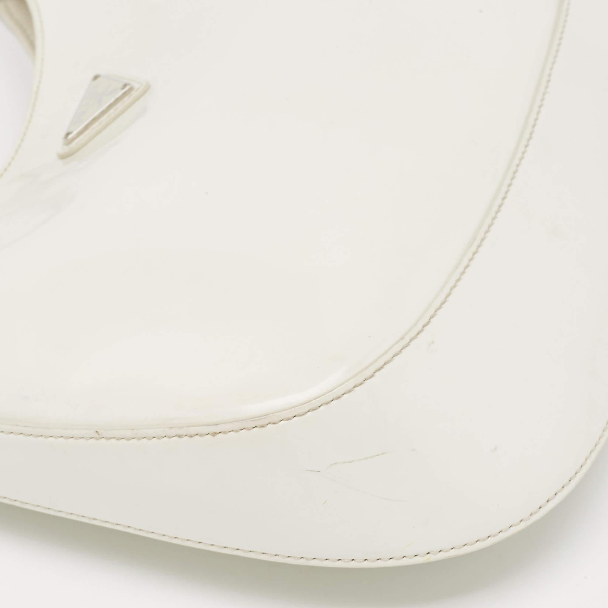 Prada White Brushed Leather Cleo Shoulder Bag 5