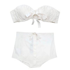 Prada White Button Down Bandeau Top & High Waist Panties M