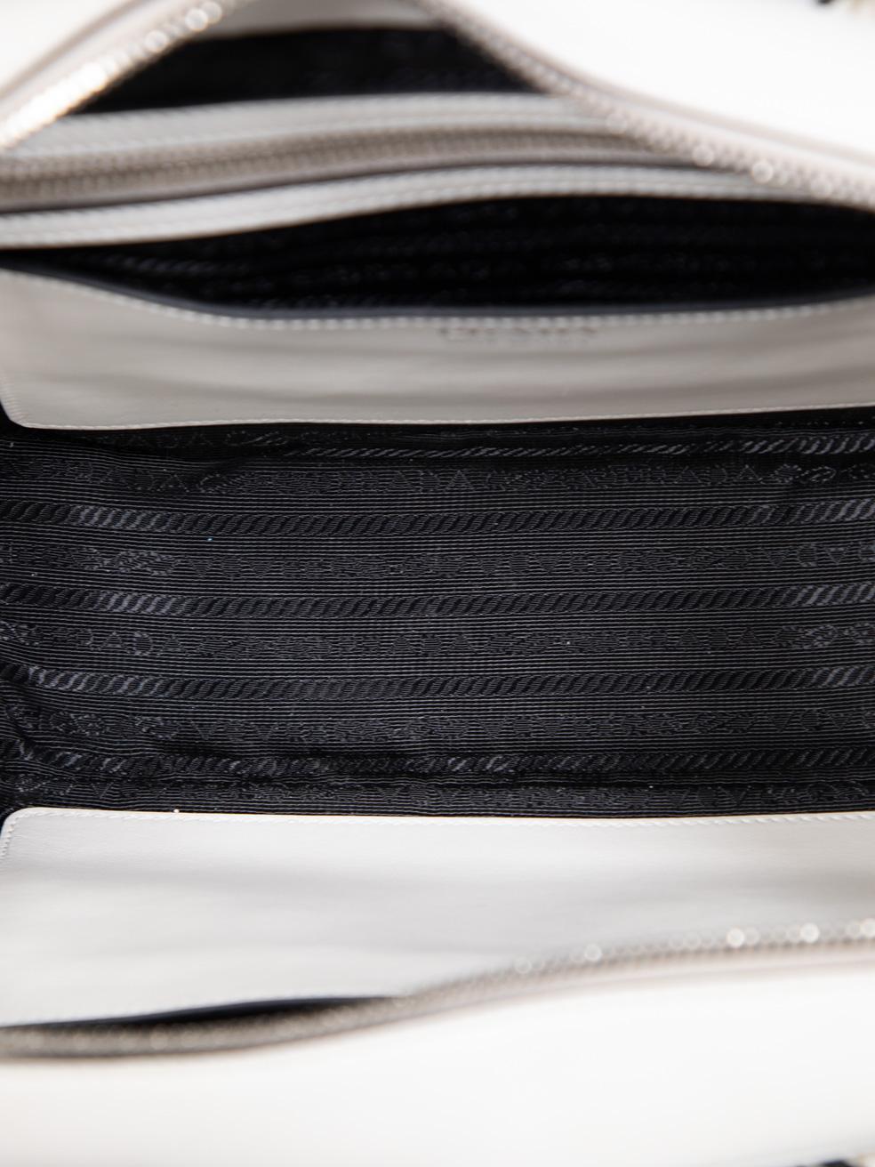 Prada White Calf Leather Logo City Duffle Bag 1
