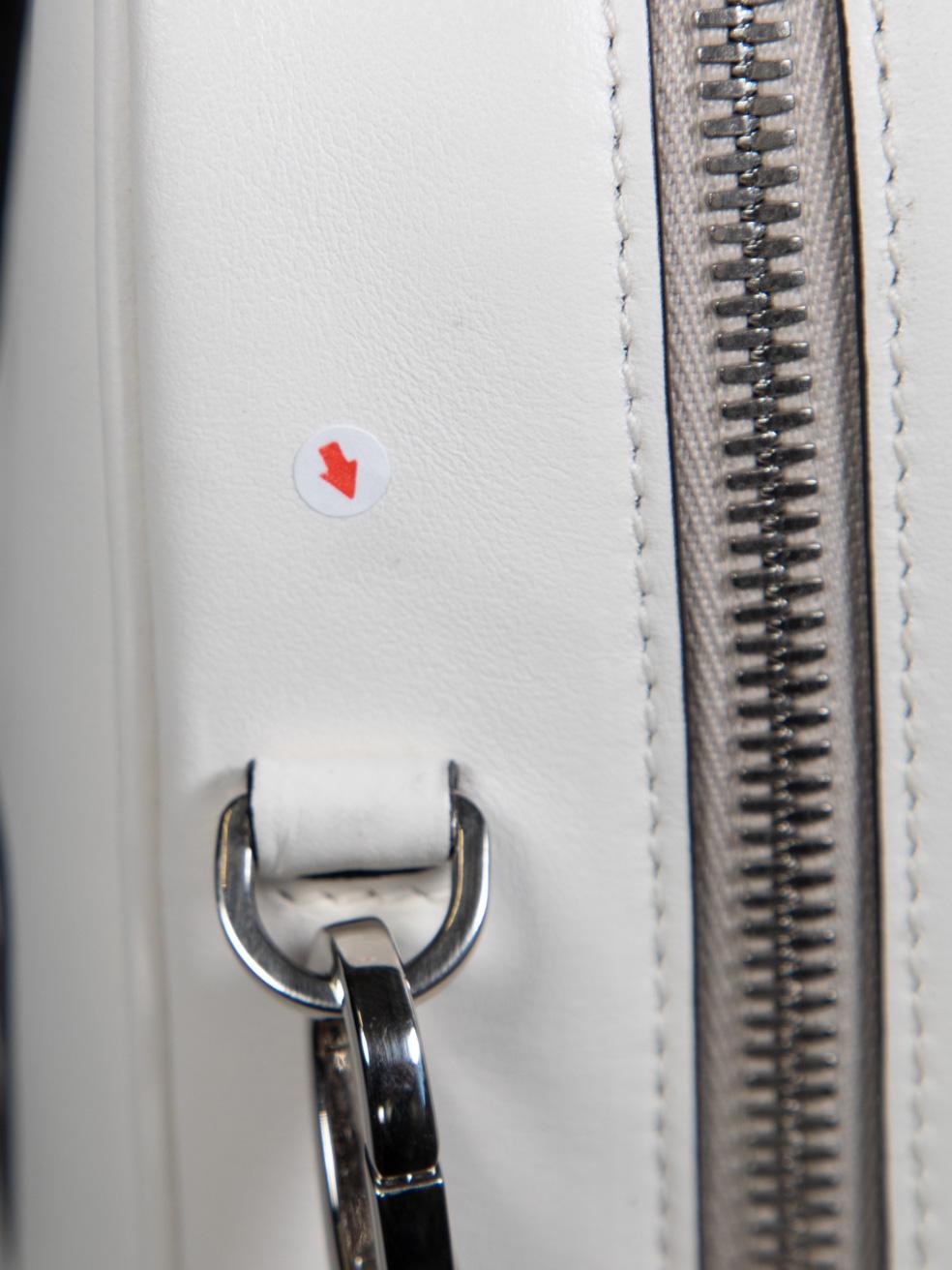 Prada White Calf Leather Logo City Duffle Bag 2