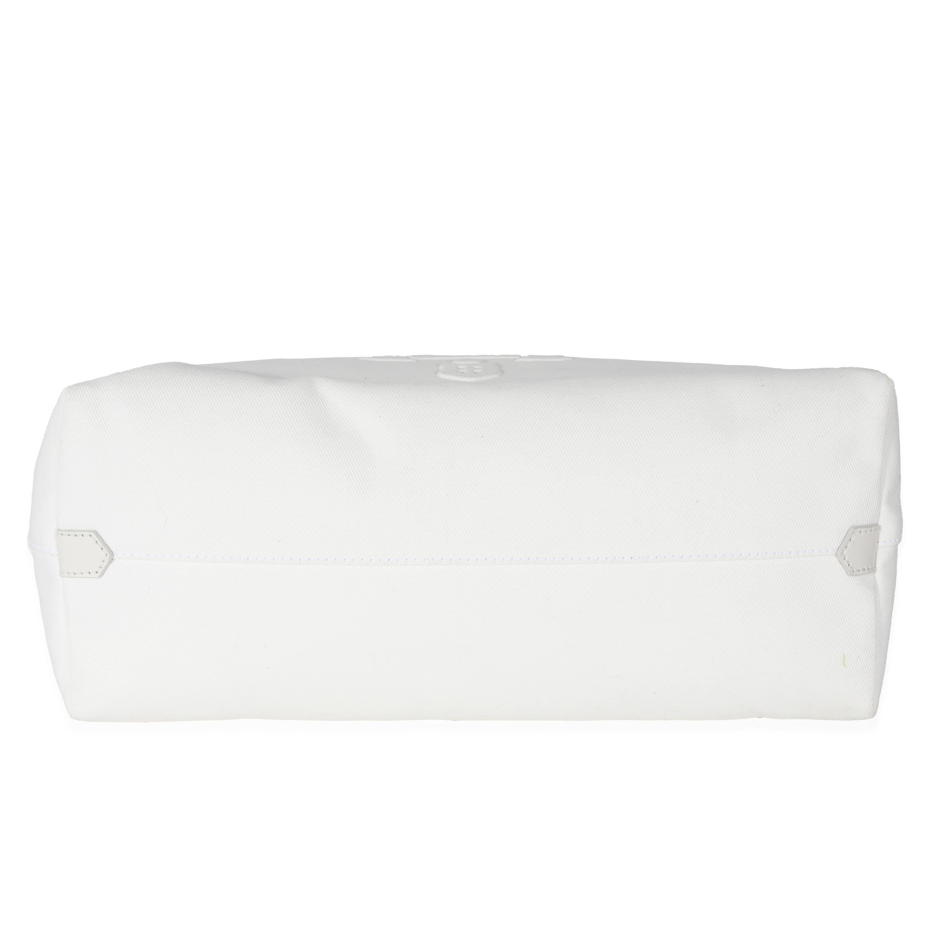 Prada White Canvas Medium Embossed Drill Tote 1