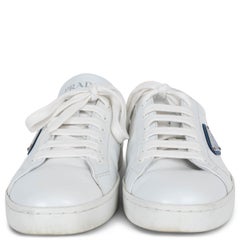 PRADA white & cobalt leather 2022 LANE Sneakers Shoes 38