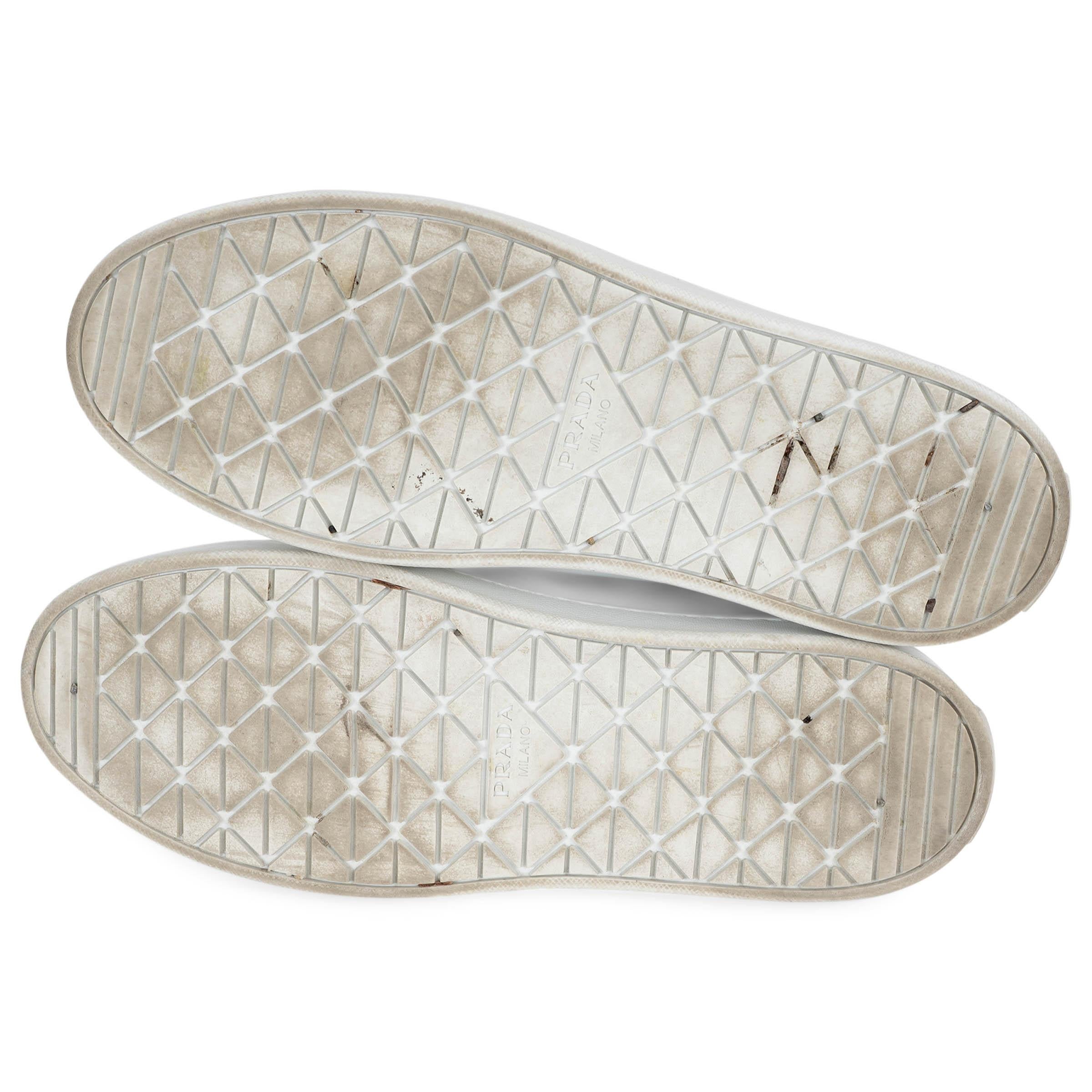 PRADA weiß & kobalt leder 2022 LANE Turnschuhe Schuhe 38 im Angebot 3