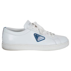 PRADA white & cobalt leather 2022 LANE Sneakers Shoes 38