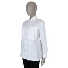 PRADA white cotton 2019 MILITARY POPLIN Button-Up Shirt 38 XS