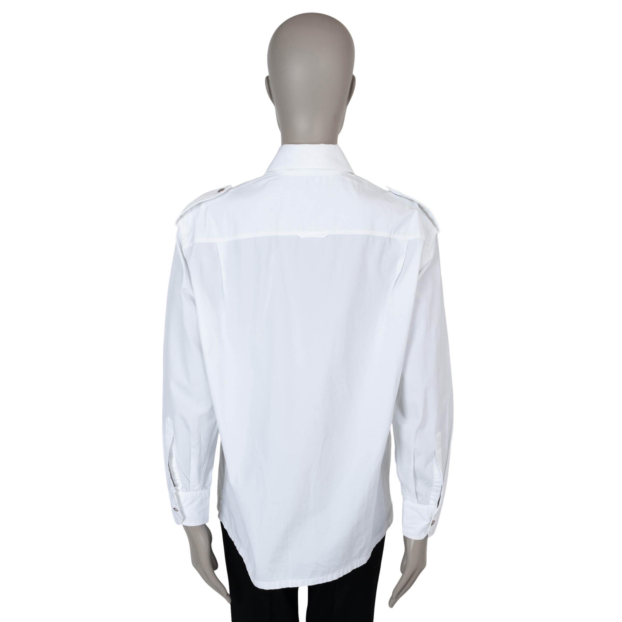 Gray PRADA white cotton 2019 MILITARY POPLIN Button-Up Shirt 38 XS For Sale