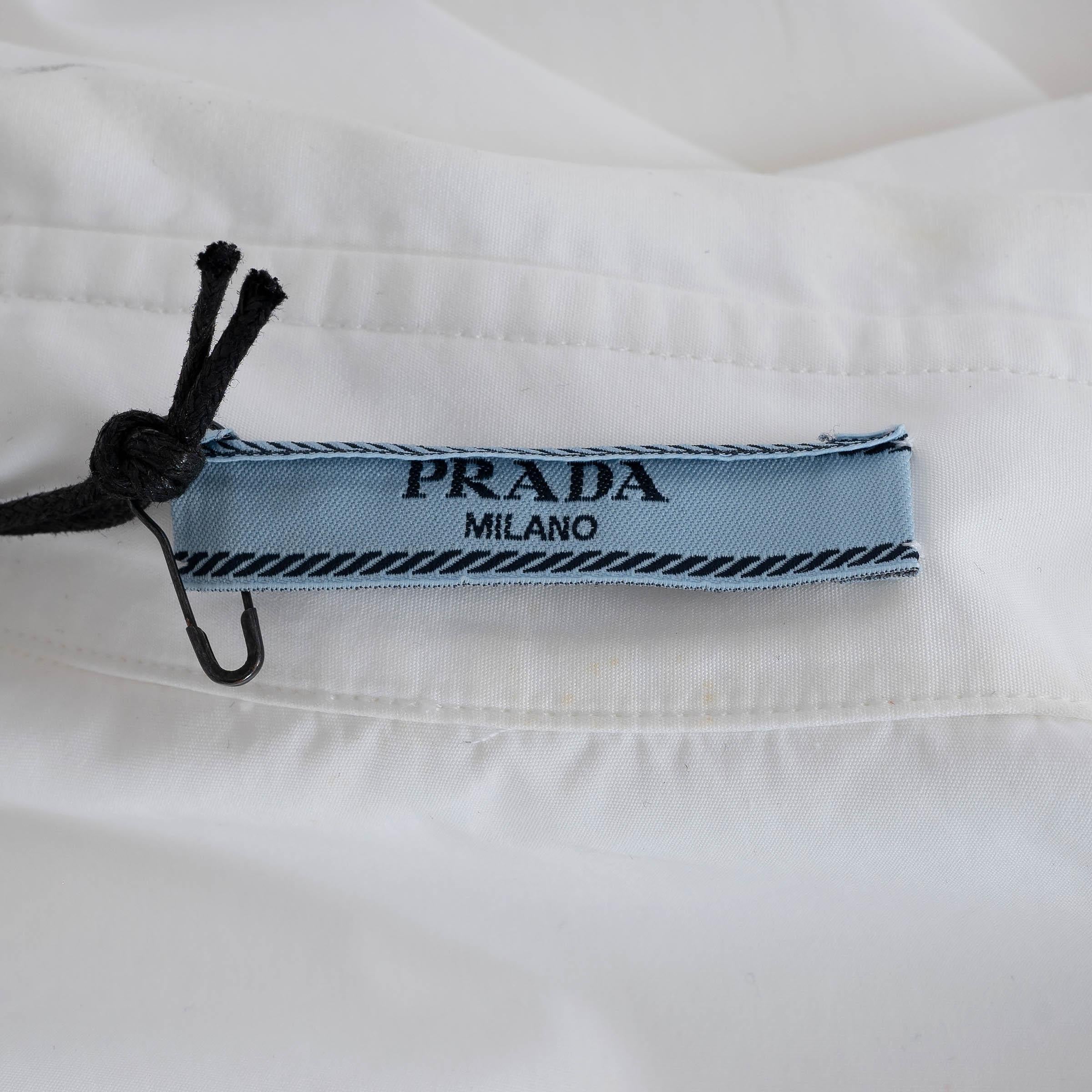 PRADA white cotton 2019 MILITARY POPLIN Button-Up Shirt 38 XS For Sale 1