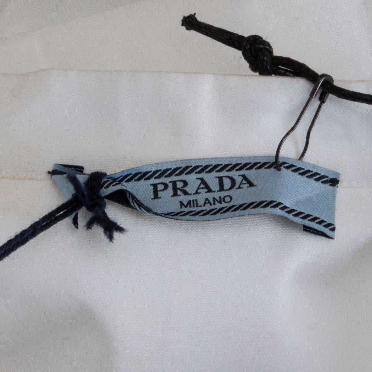 Gray PRADA white cotton Belted Tunic Shirt 38 XS For Sale