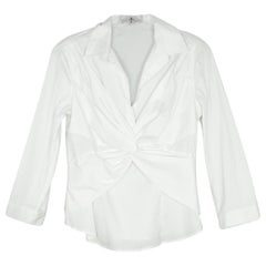 Prada White Cotton Blend Criss-Cross Front Blouse sz IT 46