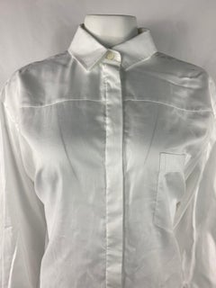 PRADA White Cotton Button Down Shirt Blouse, Size 40