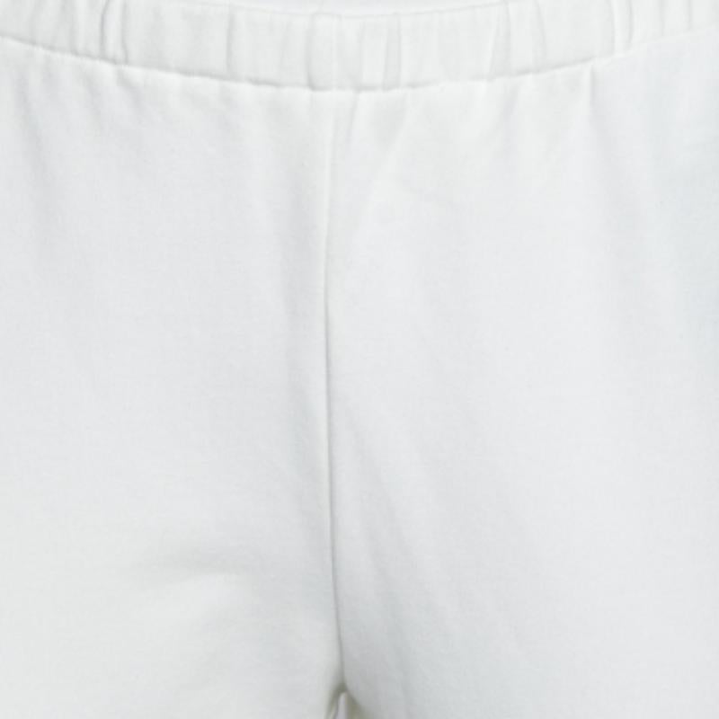 Prada White Cotton Contrast Trimmed Track Pants M In Good Condition For Sale In Dubai, Al Qouz 2