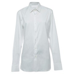 Prada White Cotton Long Sleeve Button Front Shirt M