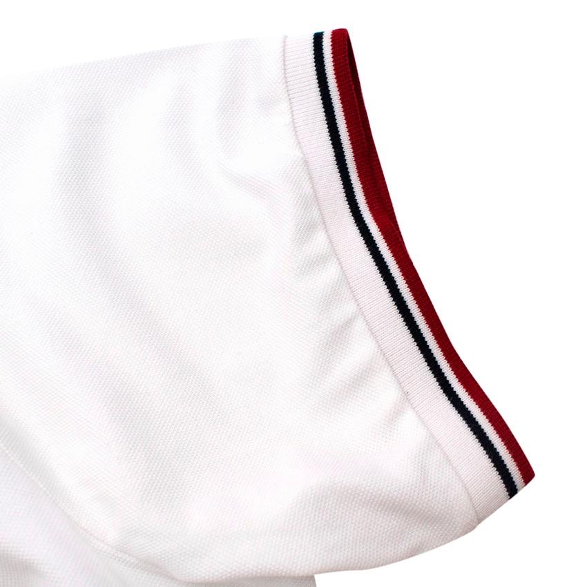 Prada White Cotton Pique Contrast Trim Polo Shirt In Excellent Condition For Sale In London, GB