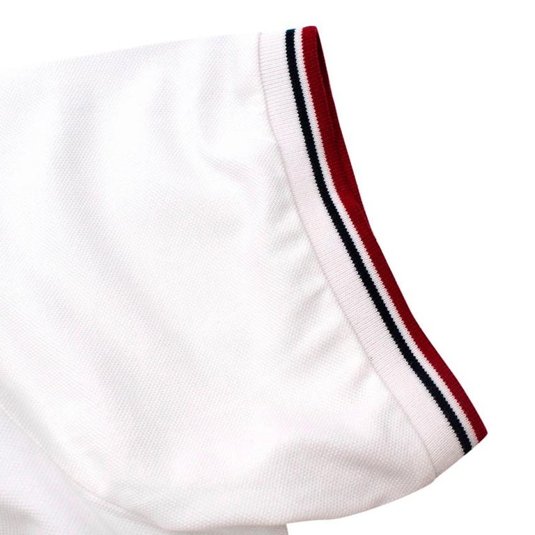 Prada White Cotton Pique Contrast Trim Polo Shirt For Sale 2