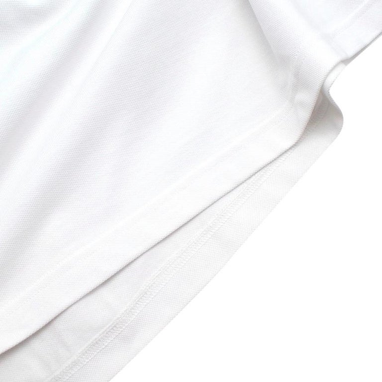 Prada White Cotton Pique Contrast Trim Polo Shirt For Sale 3