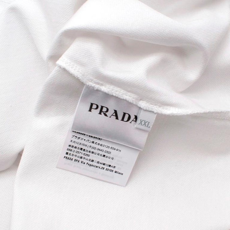 Prada White Cotton Pique Contrast Trim Polo Shirt For Sale 4