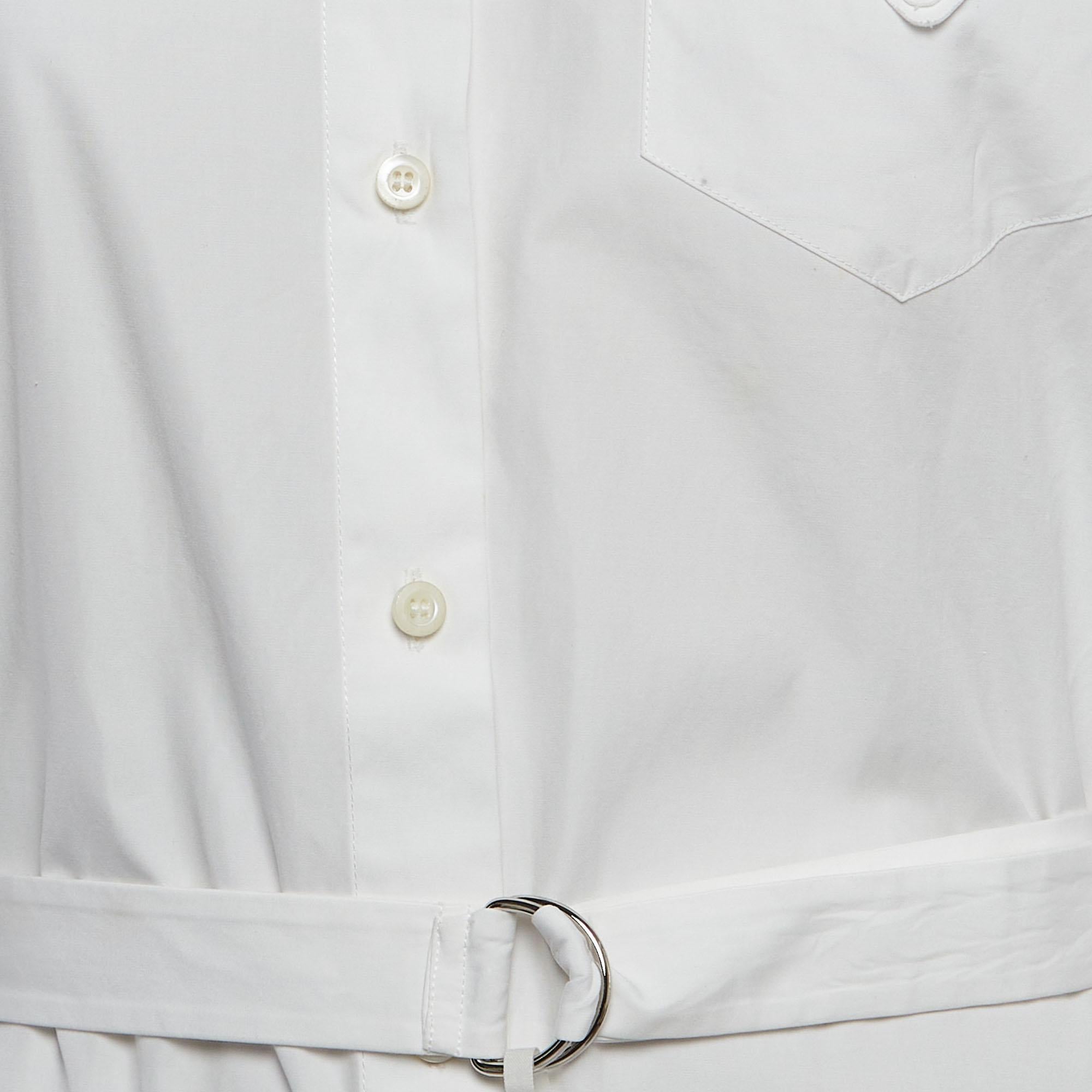 Combinaison chemise à ceinture Prada en popeline de coton blanc XS 2