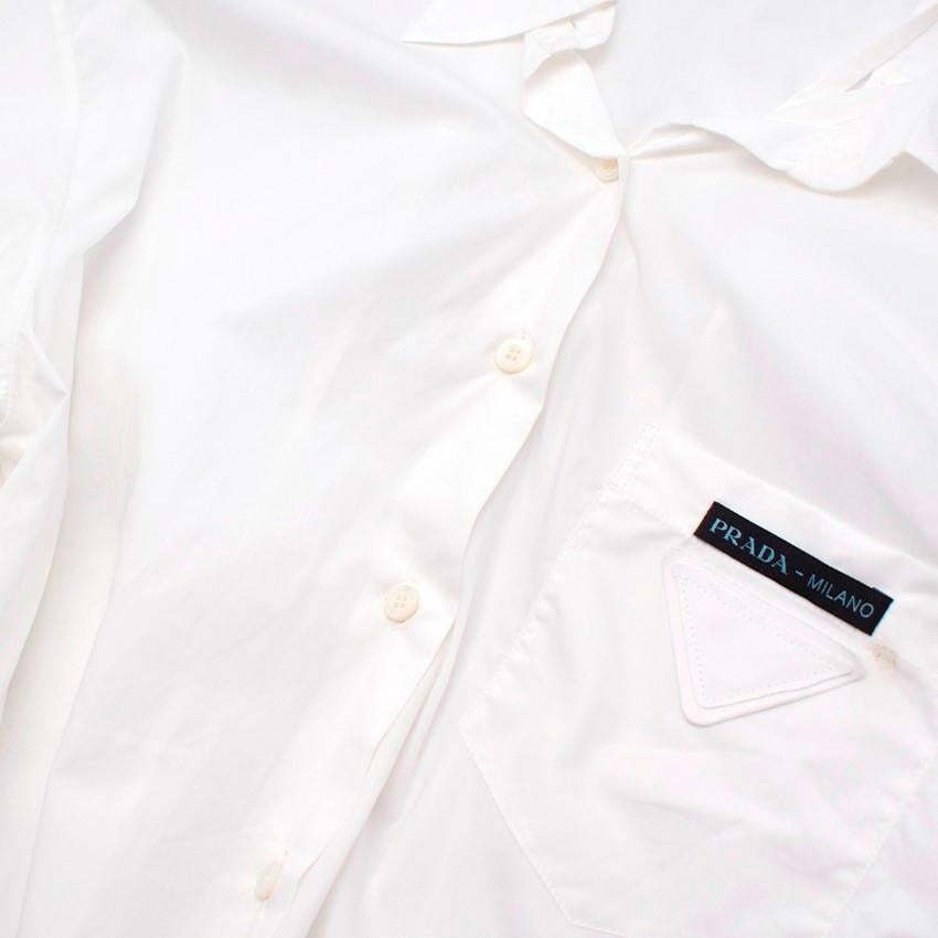 Women's Prada White Cotton-Poplin Logo Applique Shirt For Sale