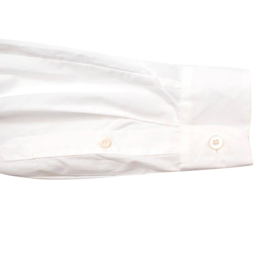 Prada White Cotton-Poplin Logo Applique Shirt For Sale 2